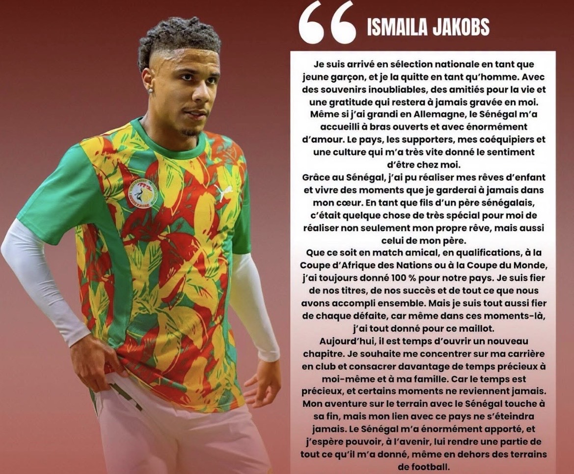 Équipe nationale : Ismaïla Jakobs annonce son départ des Lions